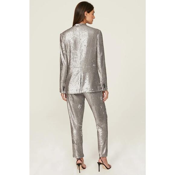 ALLSAINTS Women's Leigh Sequin Blazer Size 8 In Silver - Picture 3 of 12